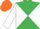 Emerald Green and White diabolo, White sleeves, Orange cap