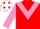 Red, Mauve chevron and sleeves, White cap, Red spots