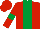 Red, Emerald Green stripe and armlets