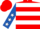 Red, White hoops, Royal Blue sleeves, White stars, Red cap