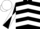 Black, White chevrons, diabolo on sleeves, White cap