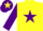 YELLOW, purple star & sleeves, purple cap, yellow star