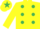 Yellow, Emerald Green spots, Yellow sleeves, Yellow cap, Emerald Green star