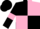 BLACK and PINK (quartered), BLACK sleeves, PINK armlets