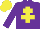 PURPLE, yellow cross of lorraine, yellow cap