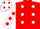 RED, white spots, white sleeves, red spots, white cap, red spots
