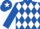 ROYAL BLUE & WHITE DIAMONDS, royal blue sleeves, white star on cap