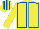 YELLOW, royal blue seams, striped cap