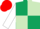 Dark Green and Light Green (quartered), White sleeves, Red cap
