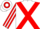 White, Red cross belts, Red and White striped sleeves, hooped cap