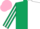 Dark Green and White (halved), striped sleeves, Pink cap