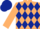 Beige and dark blue diamonds, beige sleeves, dark blue cap