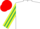 White, Yellow and Emerald Green striped sleeves, Red cap