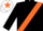 BLACK, orange sash, white cap, orange star