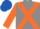 Grey, Orange cross belts and sleeves, Royal Blue cap