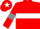 Red, White hoop, Red sleeves, Grey armlets, Red cap, White star