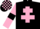 Black, pink cross of lorraine, pink sleeves, black armlets, check cap