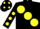 BLACK, large yellow spots, yellow spots on sleeves, black cap, yellow spots