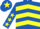 ROYAL BLUE & YELLOW CHEVRONS, yellow stars on sleeves, yellow star on cap