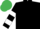 BLACK, WHITE hooped sleeves, EMERALD GREEN cap