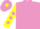 Mauve, yellow sleeves, mauve diamonds, mauve cap, yellow diamond