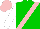 Green, pink sash and cap, white sleeves