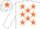 WHITE, orange stars, orange star on cap
