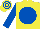 YELLOW, royal blue disc & sleeves, hooped cap