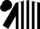 Black, white stripes, black cap