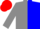 GREY & BLUE HALVED, crimson cap