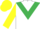 WHITE, emerald green chevron, yellow sleeves & cap