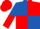 ROYAL BLUE & RED QUARTERED, halved sleeves, red cap