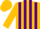Gold, purple stripes, gold cap