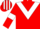 RED, WHITE chevron and armlets, striped cap