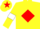 Yellow, Red diamond, Yellow sleeves, White armlets, Yellow cap, Red star