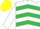 WHITE & EMERALD GREEN CHEVRONS, white sleeves, yellow cap