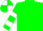 GREEN, white hooped sleeves, quartered cap