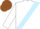 WHITE, light blue sash, brown cap