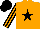 ORANGE, black star, striped sleeves & cap