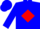 BLUE, red diamond cluster, blue cap
