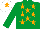 EMERALD GREEN, orange stars, white cap, orange star