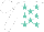 WHITE, turquoise stars, white cap