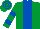 Emerald Green, Royal Blue stripe, hooped sleeves and cap