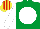 EMERALD GREEN, white disc & sleeves, yellow & red striped cap