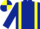 DARK BLUE, yellow braces & armlet, quartered cap