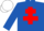 ROYAL BLUE, red cross of lorraine, white cap