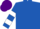 ROYAL BLUE, white hooped sleeves, purple cap
