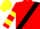 RED, BLACK sash, RED and YELLOW hooped sleeves, YELLOW cap