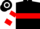 Black & white halves, red flaming hoop