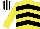 YELLOW & BLACK CHEVRONS, yellow sleeves, white & black striped cap